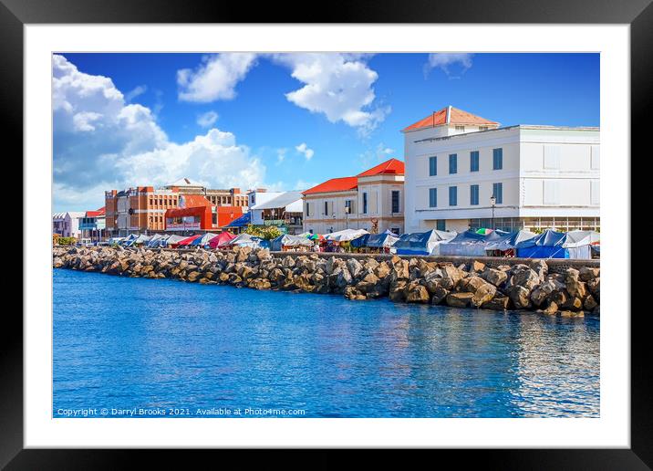 Waterfront Market in Tropical Town Framed Mounted Print by Darryl Brooks