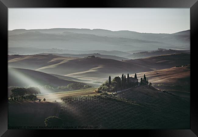 Podere Belvedere Villa in Val d'Orcia Region in Tuscany, Italy a Framed Print by Dietmar Rauscher