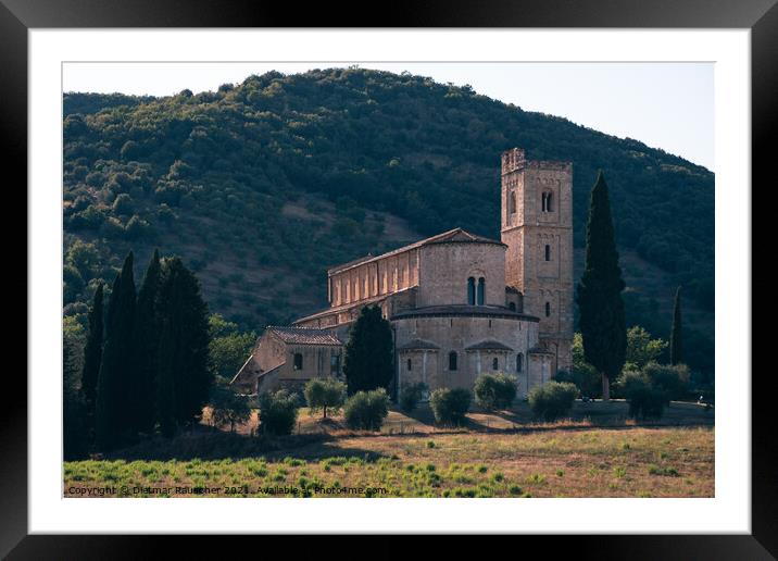 Abbazia di Sant'Antimo Abbey near Castelnuovo dell'Abate Framed Mounted Print by Dietmar Rauscher