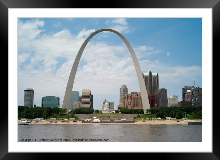 Saint Louis Cityscape with Gateway Arch  Framed Mounted Print by Dietmar Rauscher