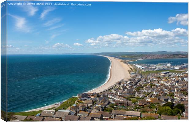 Chesil Beach from Fortuneswell Canvas Print by Derek Daniel