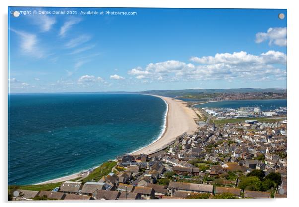 Chesil Beach from Fortuneswell Acrylic by Derek Daniel