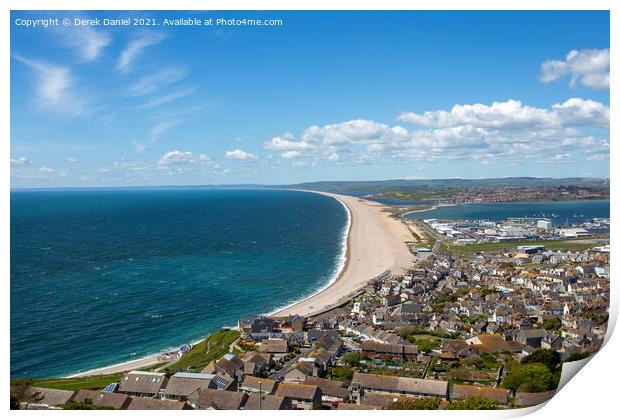 Chesil Beach from Fortuneswell Print by Derek Daniel
