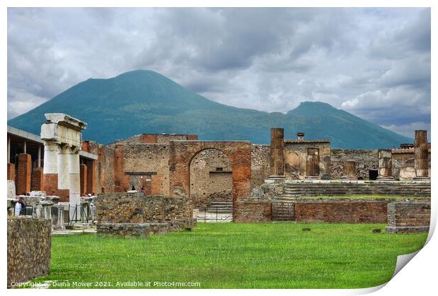 Pompeii and Versuvius Italy Print by Diana Mower