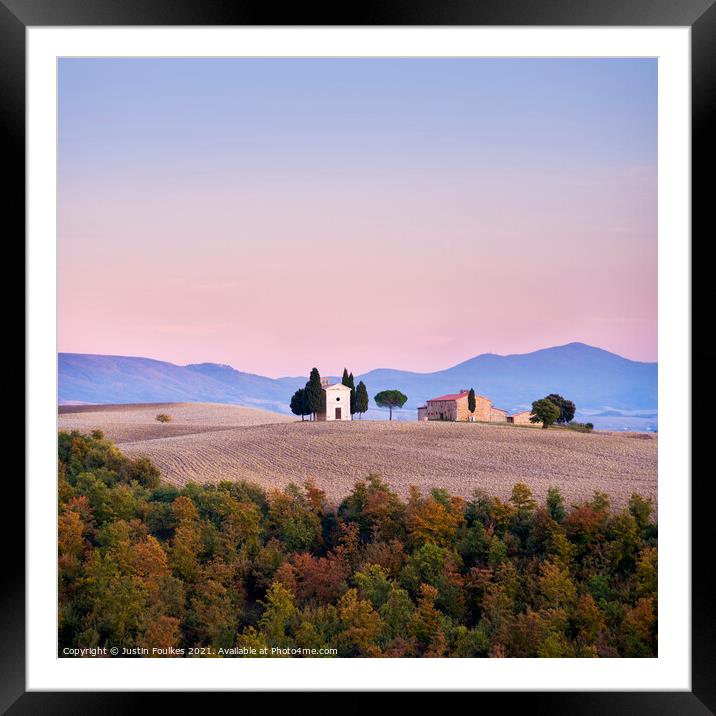 The Chapel, Val d' Orcia, Tuscany, Italy Framed Mounted Print by Justin Foulkes