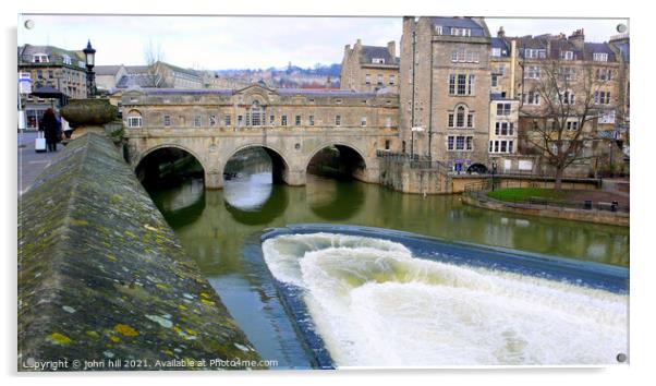 Pulteney Bridge at Bath in England, UK. Acrylic by john hill