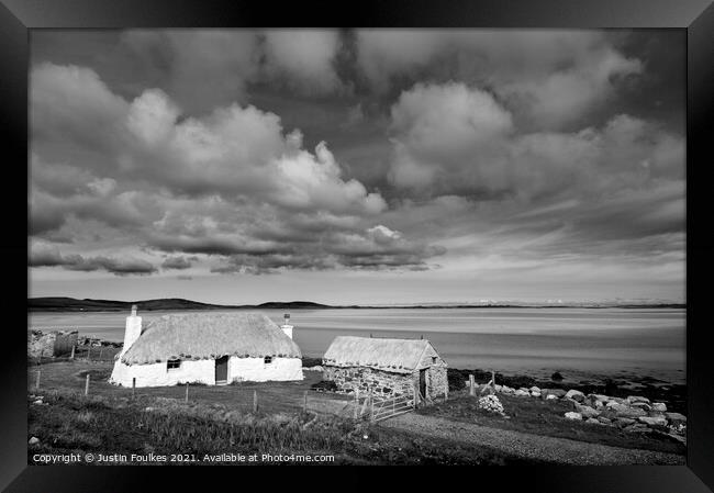 Croft house, North Uist, Outer Hebrides Framed Print by Justin Foulkes