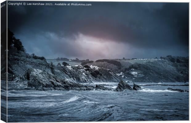 Dark Skies over Plaidy and Millendreath Canvas Print by Lee Kershaw