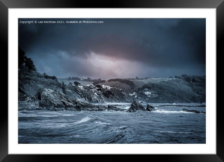 Dark Skies over Plaidy and Millendreath Framed Mounted Print by Lee Kershaw
