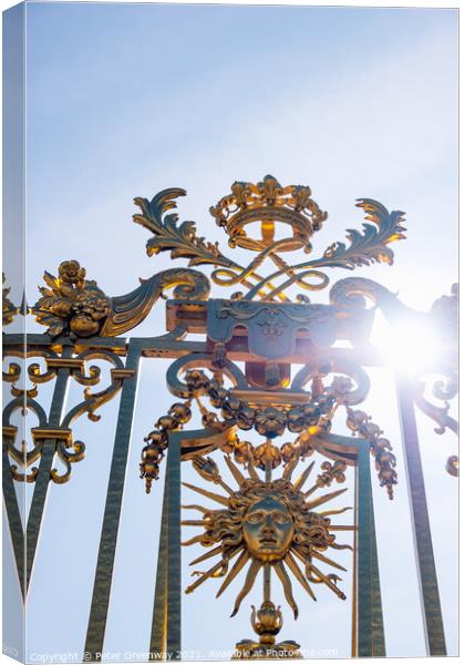 Château de Versailles Sun God Entrance Gate Canvas Print by Peter Greenway
