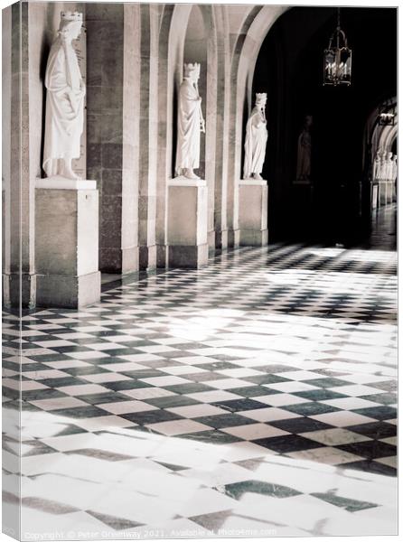 Medieval Sculpture Gallery At Château de Versaille Canvas Print by Peter Greenway