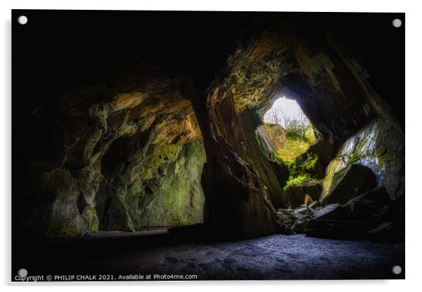Cathedral cavern in the lake district. Cumbria 523 Acrylic by PHILIP CHALK