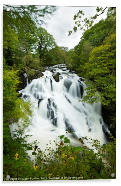 Swallow Falls, Snowdonia, North Wales Acrylic by Justin Foulkes
