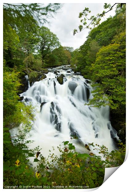 Swallow Falls, Snowdonia, North Wales Print by Justin Foulkes