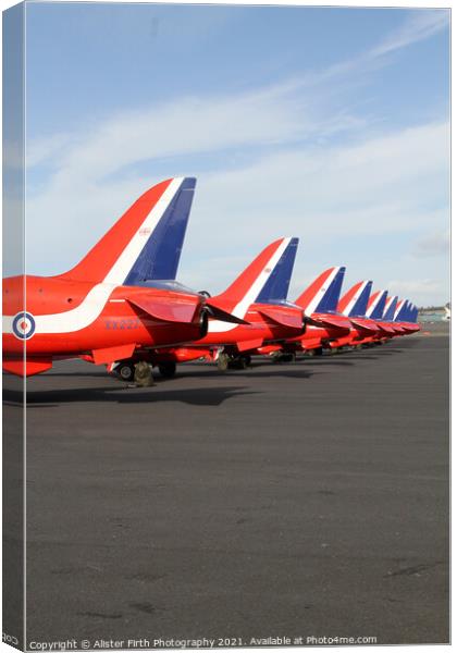 Red Arrows Tail Fins Canvas Print by Alister Firth Photography
