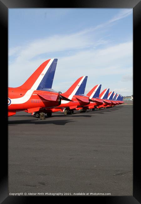 Red Arrows Tail Fins Framed Print by Alister Firth Photography