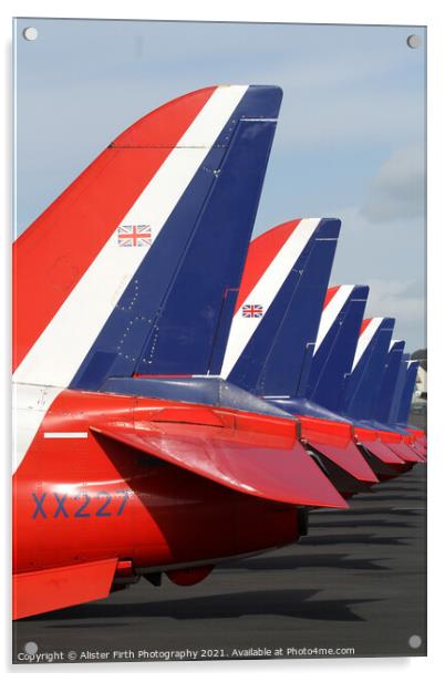Red Arrows Tail Fins Acrylic by Alister Firth Photography