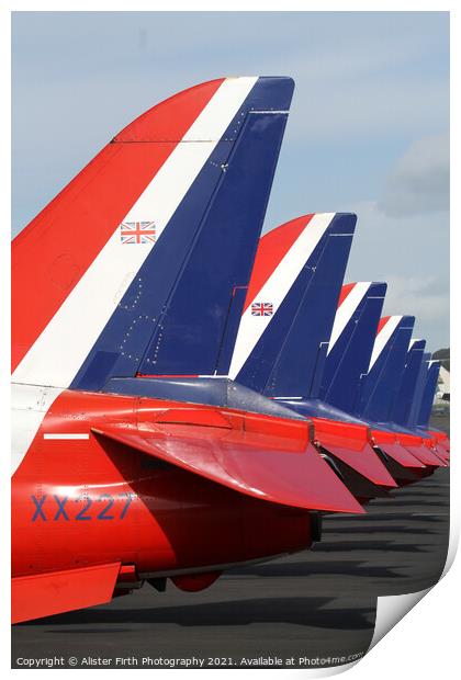 Red Arrows Tail Fins Print by Alister Firth Photography