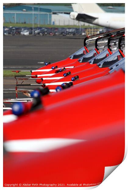 Red Arrows Cockpits nose cones Print by Alister Firth Photography