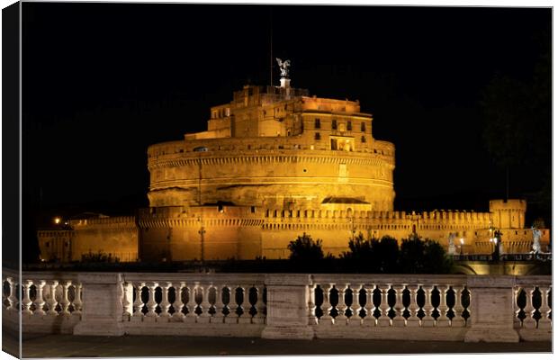 Castel Sant Angelo at Night in Rome Canvas Print by Artur Bogacki