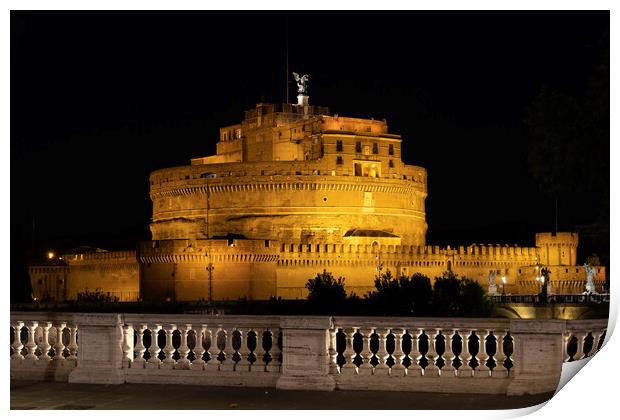 Castel Sant Angelo at Night in Rome Print by Artur Bogacki