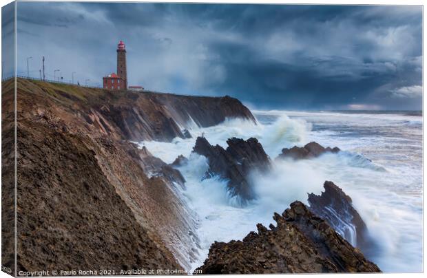 The lighthouse and the storm Canvas Print by Paulo Rocha