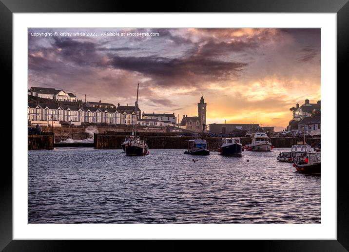  Porthleven  Cornwall,sunet,storm Framed Mounted Print by kathy white