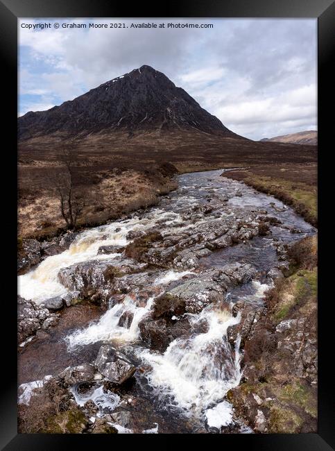 Buachaille Etive Mor and waterfall Framed Print by Graham Moore