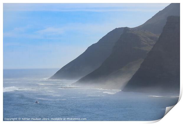 Mountain Cliffs at Hout Bay  Print by Adrian Paulsen
