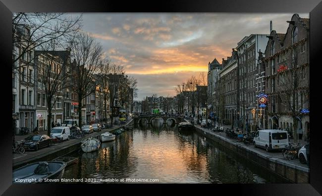 Central Amsterdam sunset Framed Print by Steven Blanchard