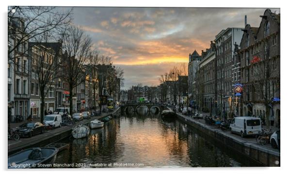 Central Amsterdam sunset Acrylic by Steven Blanchard