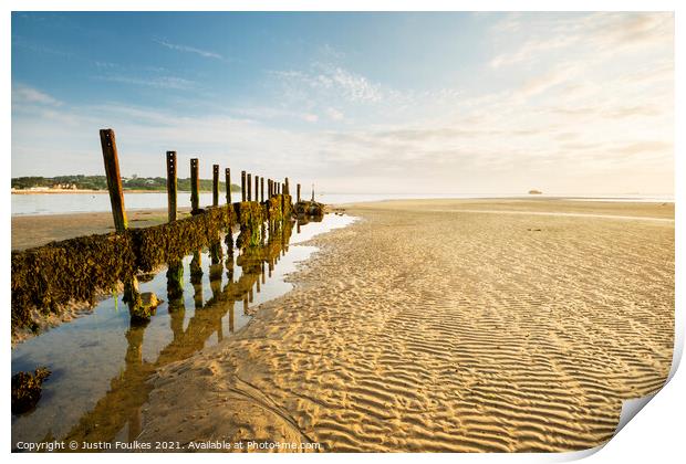 Bembridge Point at sunrise, Isle of Wight, England Print by Justin Foulkes