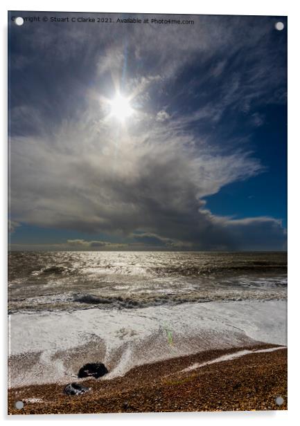 Sunny seascape Acrylic by Stuart C Clarke