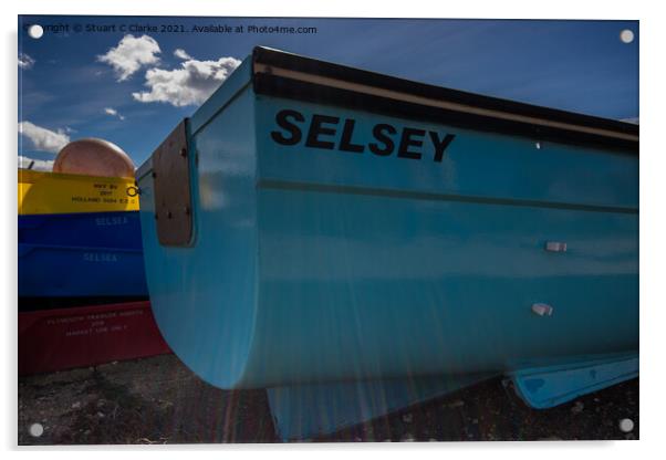 Selsey fishing boat Acrylic by Stuart C Clarke
