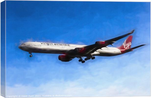 Virgin Atlantic Airbus A340 Art Canvas Print by David Pyatt