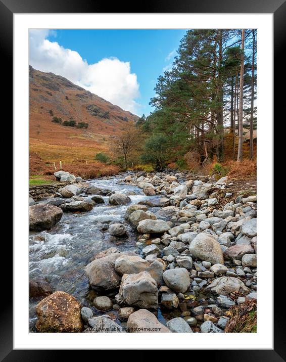 Stream near Wastwater, Lake District Framed Mounted Print by June Ross