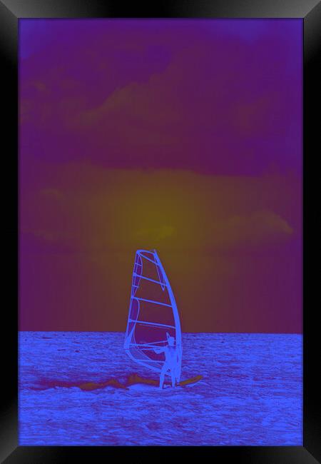 Sunset Surfing - Abstract  Framed Print by Glen Allen