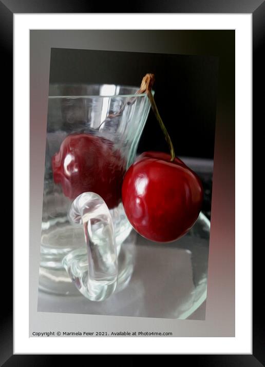 Cup of cherries Framed Mounted Print by Marinela Feier