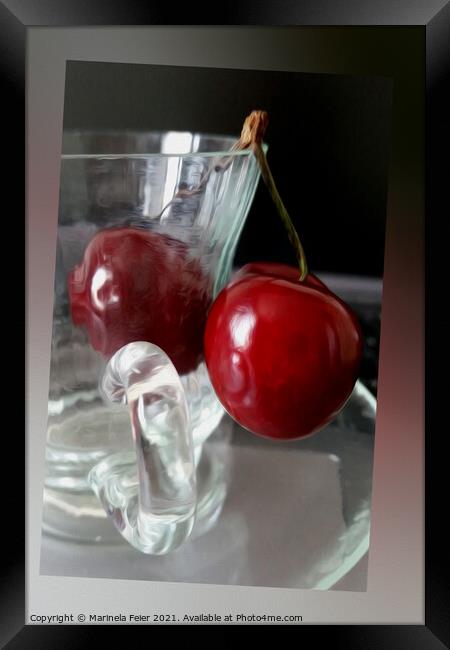 Cup of cherries Framed Print by Marinela Feier