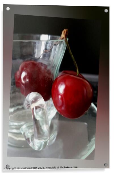 Cup of cherries Acrylic by Marinela Feier