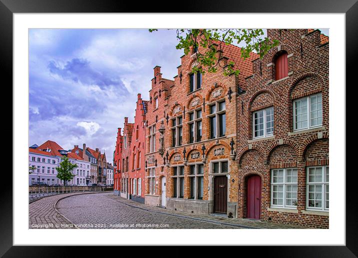 Street of Bruges in Belgium Framed Mounted Print by Maria Vonotna