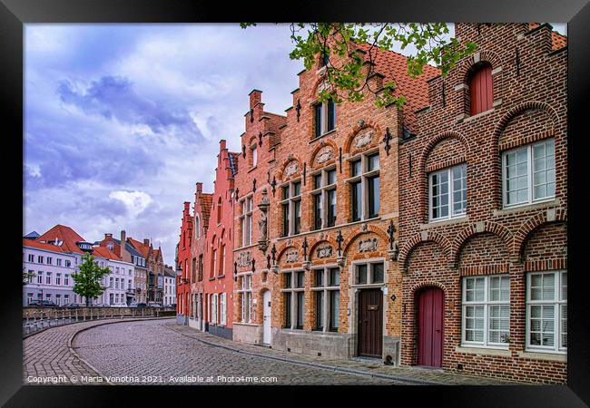 Street of Bruges in Belgium Framed Print by Maria Vonotna