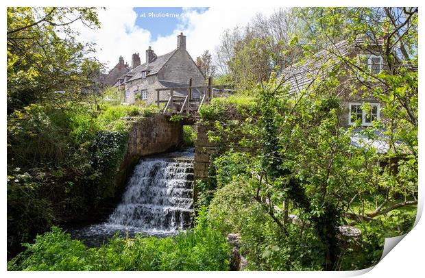 Weir / Waterfall in Corfe Castle Village, Dorset, UK Print by Derek Daniel