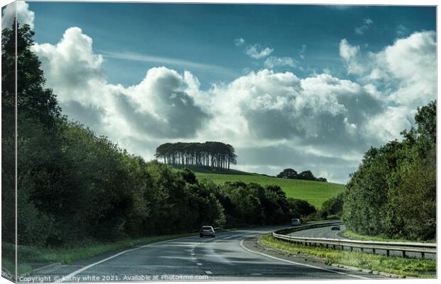 Coming Home Trees Nearly Home Trees on A30  Canvas Print by kathy white