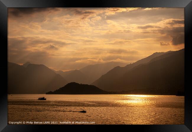 Lake Como Sunset Framed Print by Philip Baines