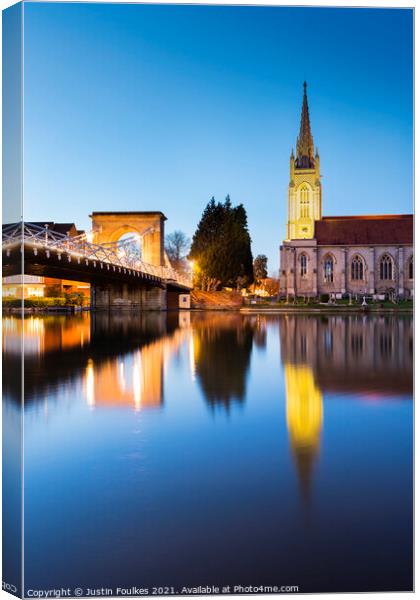 The river Thames at Marlow, Buckinghamshire  Canvas Print by Justin Foulkes
