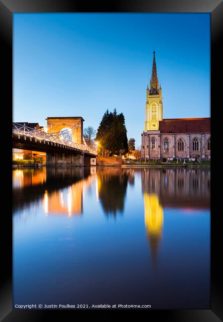 The river Thames at Marlow, Buckinghamshire  Framed Print by Justin Foulkes