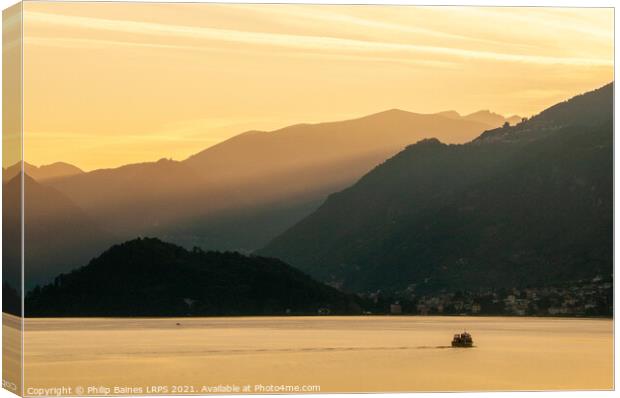 Sunset on Lake Como Canvas Print by Philip Baines
