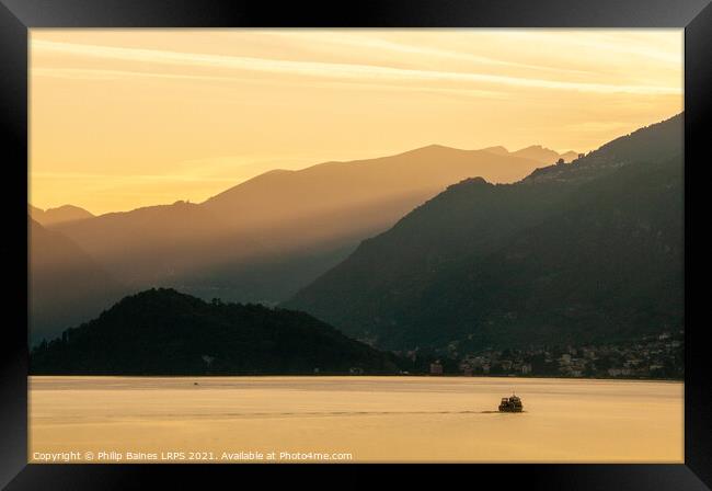 Sunset on Lake Como Framed Print by Philip Baines