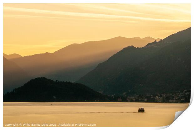 Sunset on Lake Como Print by Philip Baines
